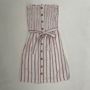 Abercrombie and Fitch red and white striped strapless dress